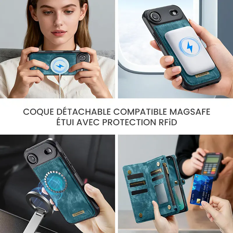 Étui CaseMe Bleu avec Coque Détachable pour iPhone Air - Coque Détachable MagSafe