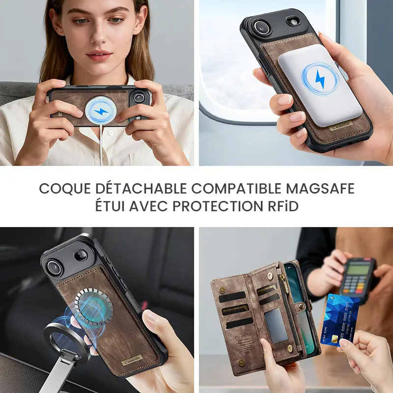 Étui CaseMe Marron avec Coque Détachable pour iPhone Air - Coque Détachable MagSafe