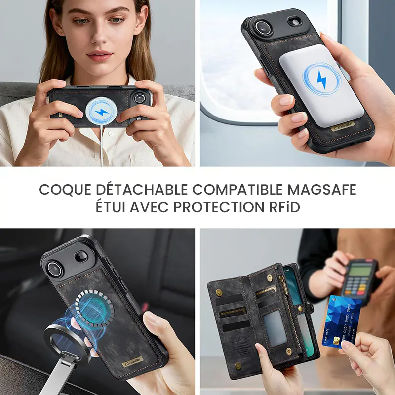 Étui CaseMe Noir avec Coque Détachable pour iPhone Air - Coque Détachable MagSafe