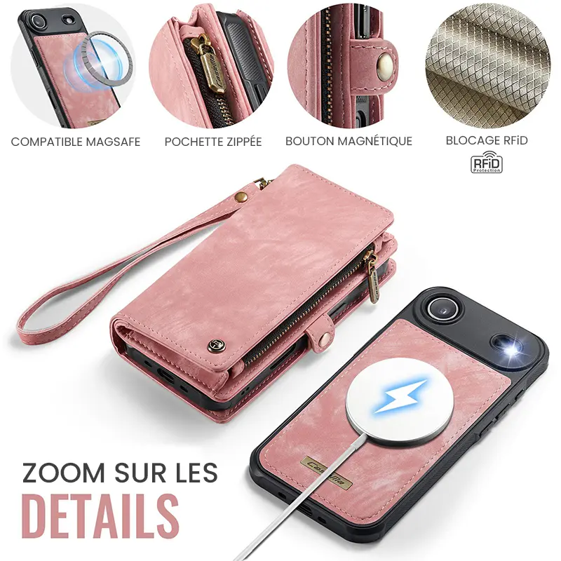 Étui CaseMe Rose avec Coque Détachable pour iPhone Air - Détails