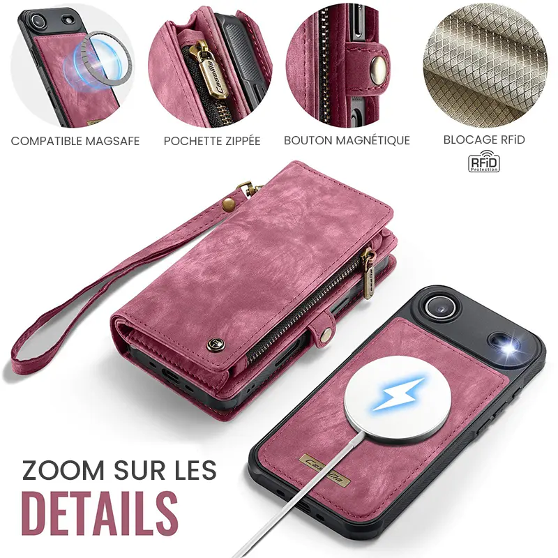 Étui CaseMe Rouge avec Coque Détachable pour iPhone Air - Détails