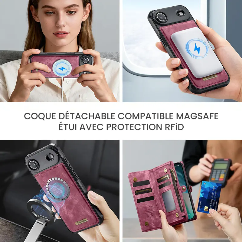 Étui CaseMe Rouge avec Coque Détachable pour iPhone Air - Coque Détachable MagSafe