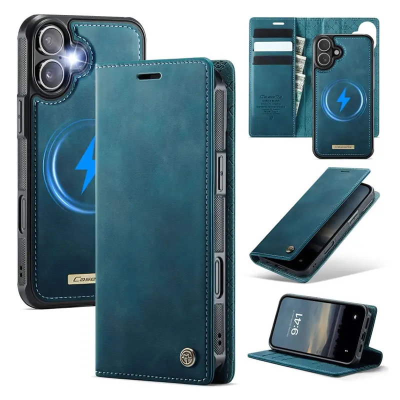 Étui Portefeuille CaseMe Bleu avec Coque Détachable pour iPhone 17