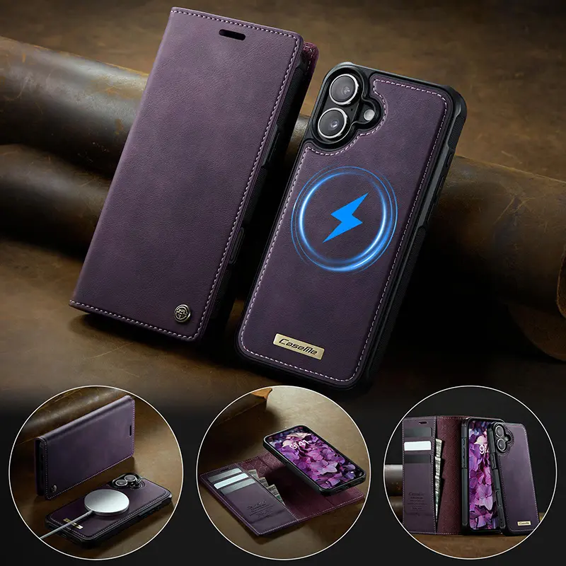 Étui portefeuille magnétique CaseMe violet iPhone 17