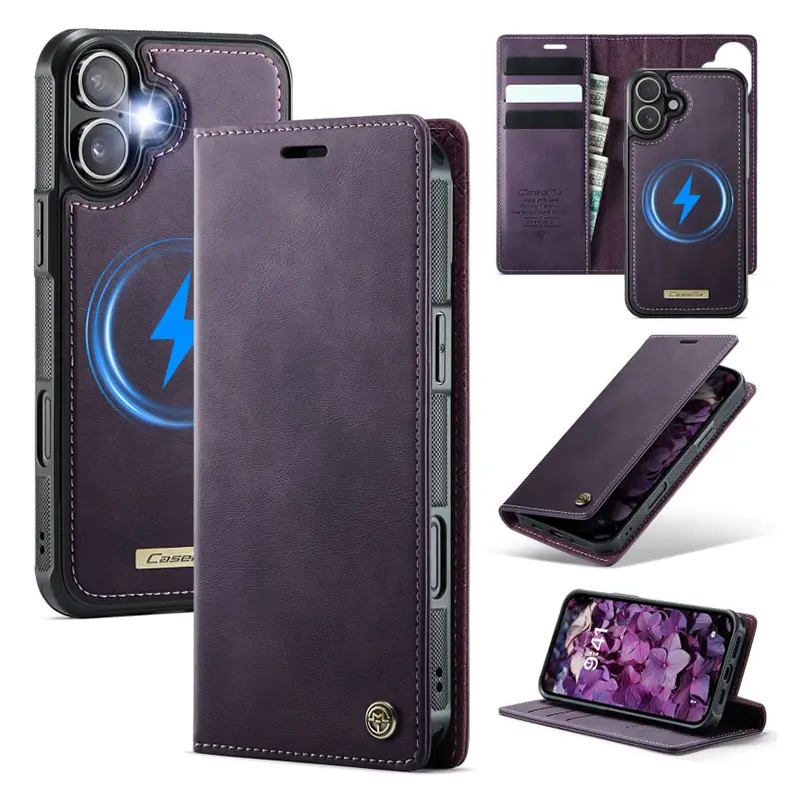 Étui Portefeuille CaseMe Violet avec Coque Détachable pour iPhone 17