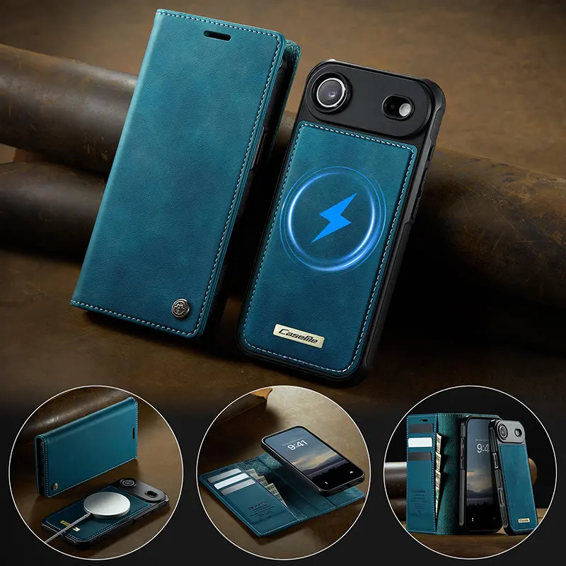 Étui portefeuille magnétique CaseMe bleu iPhone Air