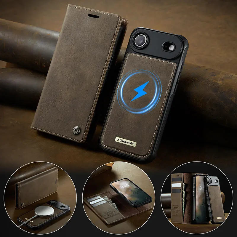 Étui portefeuille magnétique CaseMe marron iPhone Air
