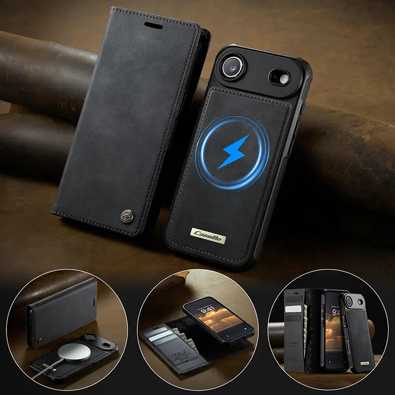 Étui portefeuille magnétique CaseMe noir iPhone Air