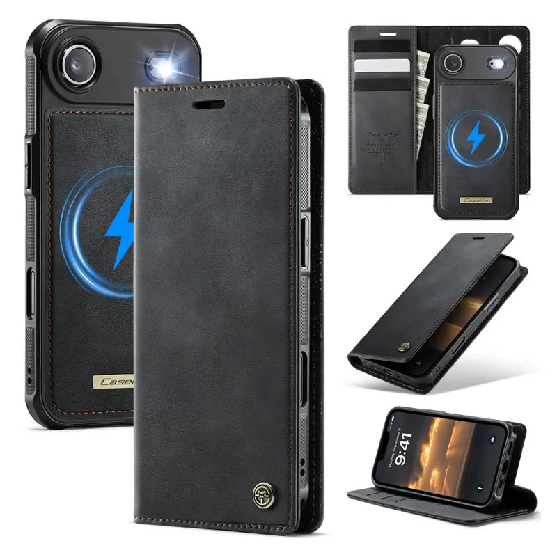 Étui Portefeuille CaseMe Noir avec Coque Détachable pour iPhone Air