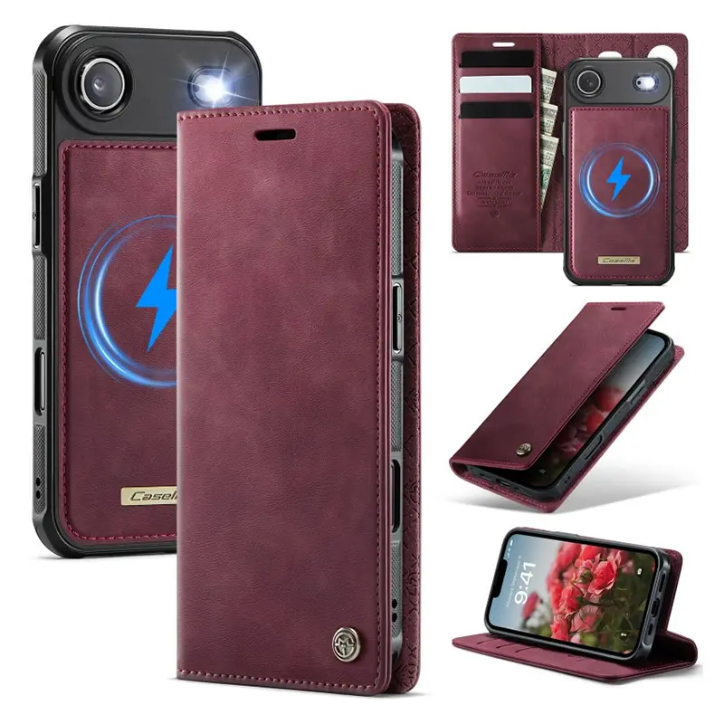 Étui Portefeuille CaseMe Rouge avec Coque Détachable pour iPhone Air