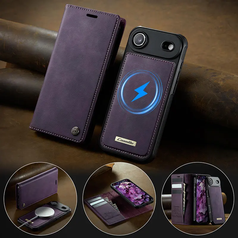 Étui portefeuille magnétique CaseMe violet iPhone Air