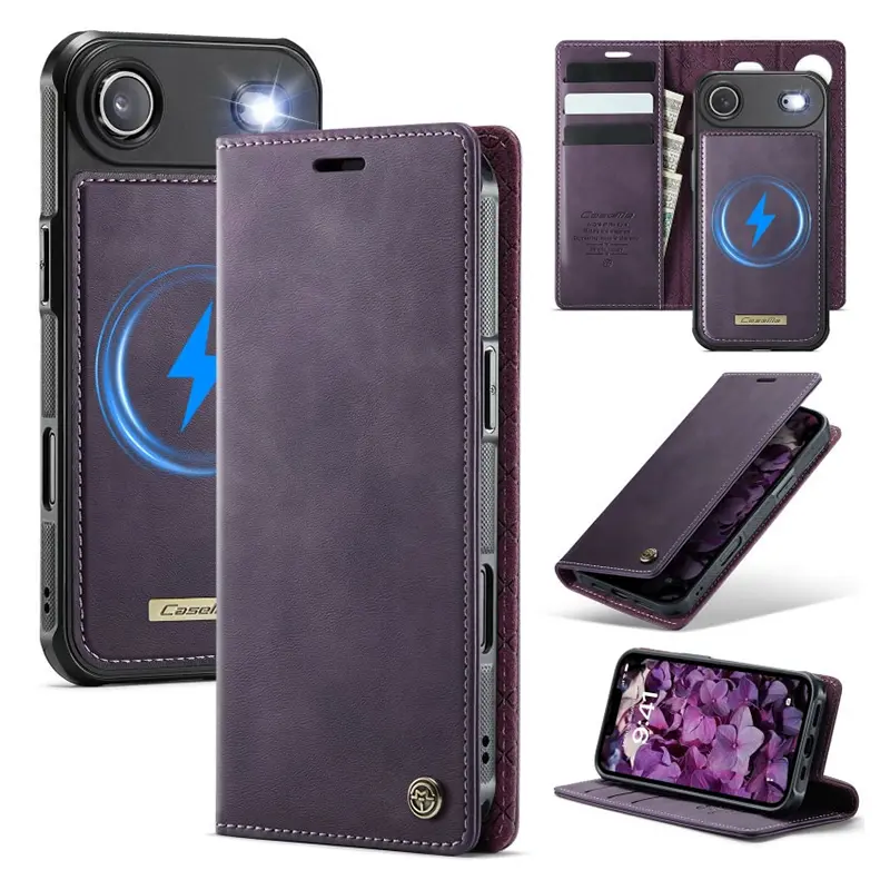 Étui Portefeuille CaseMe Violet avec Coque Détachable pour iPhone Air