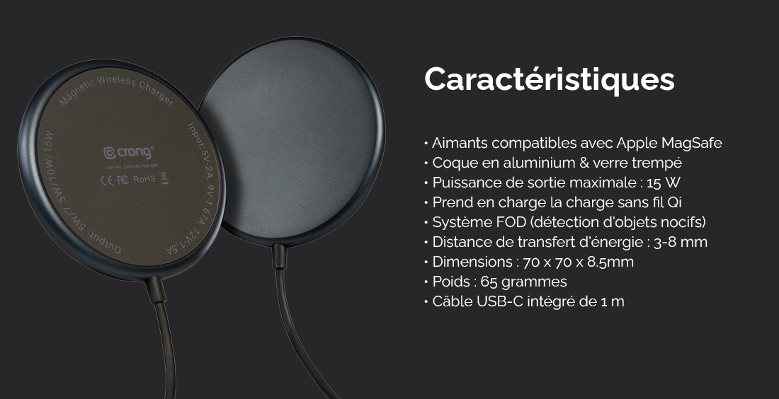 Chargeur Induction CRONG MagSport Compatible MagSafe