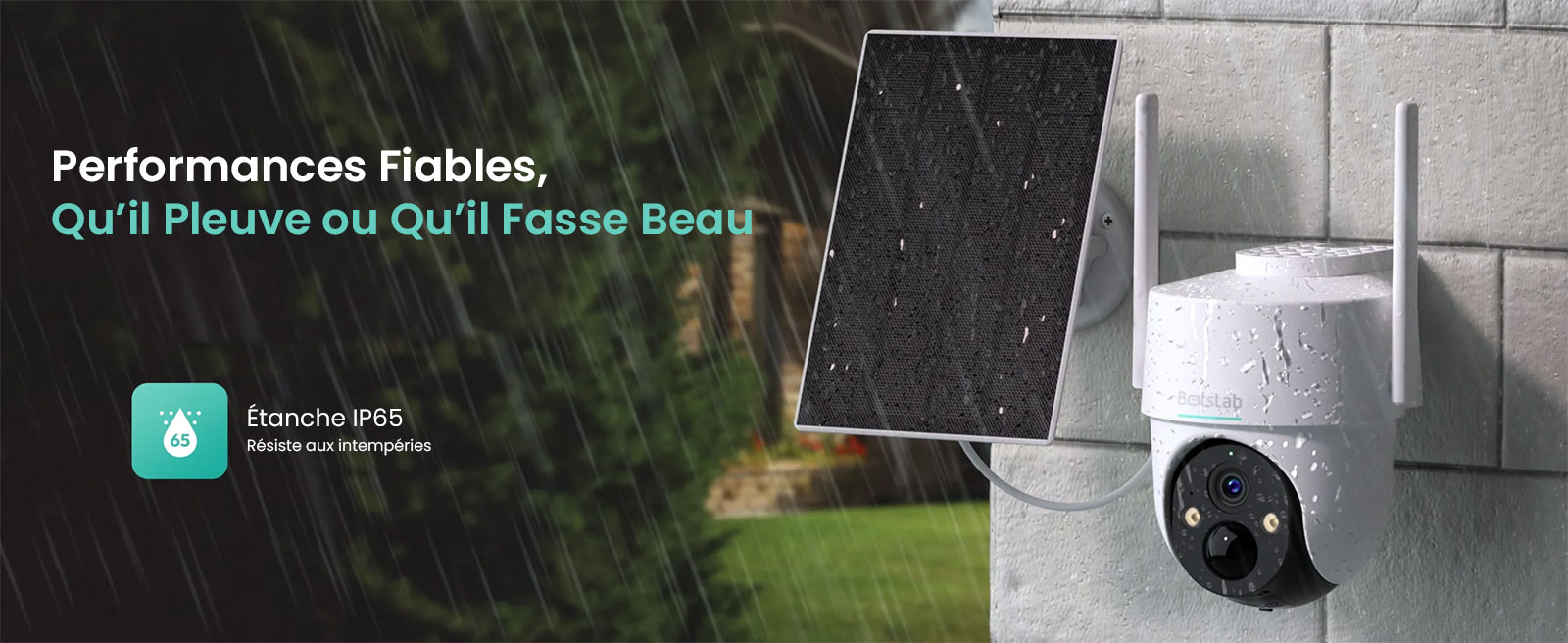 Caméra de Surveillance Extérieure BOTSLAB W313 avec Panneau Solaire