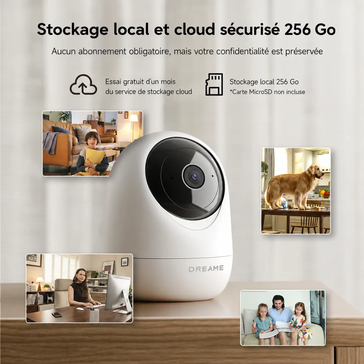 Stockage local sur carte microSD jusqu à 256 Go et essai gratuit stockage cloud
