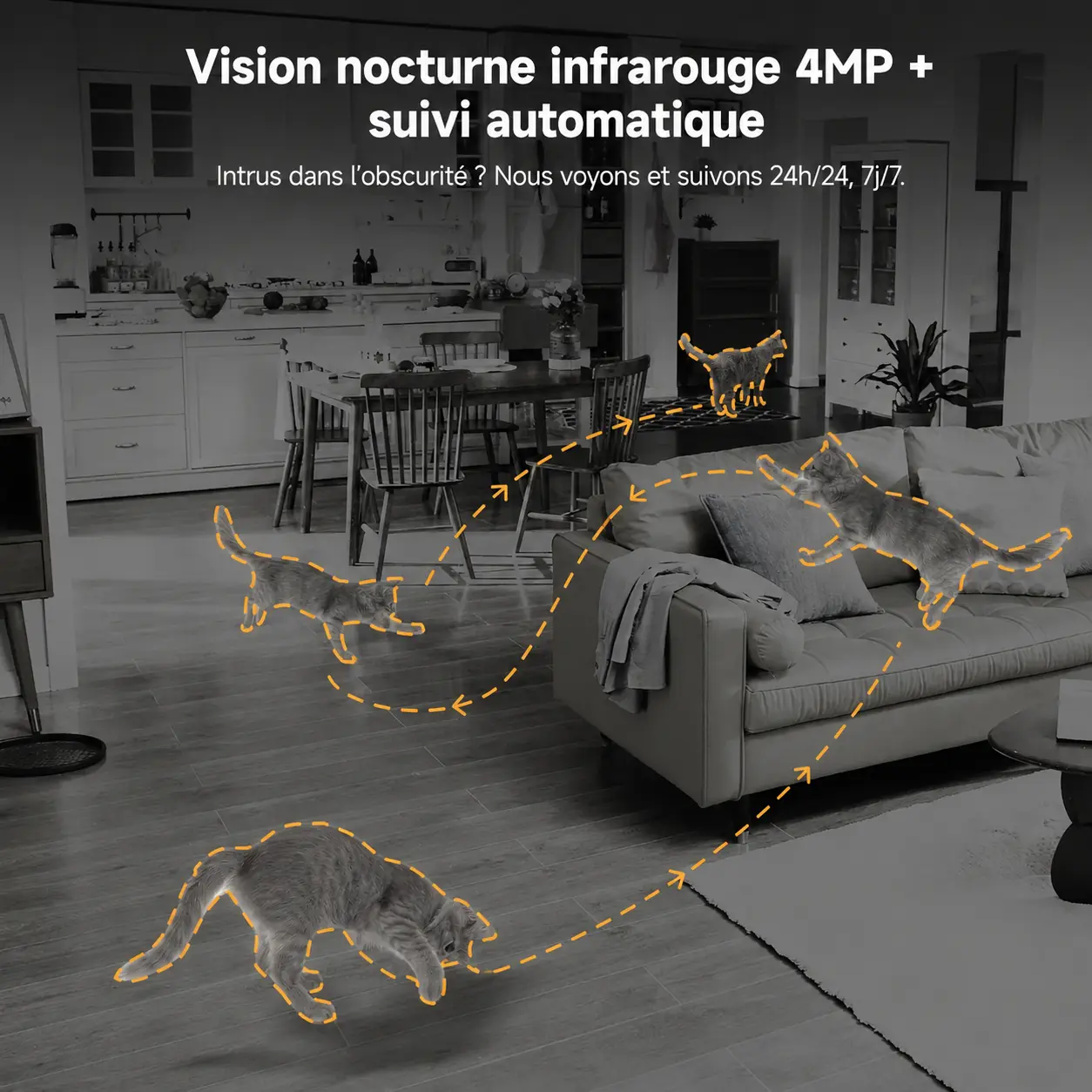 Vision nocturne infrarouge 4MP et suivi automatique 24h sur 24 7j sur 7