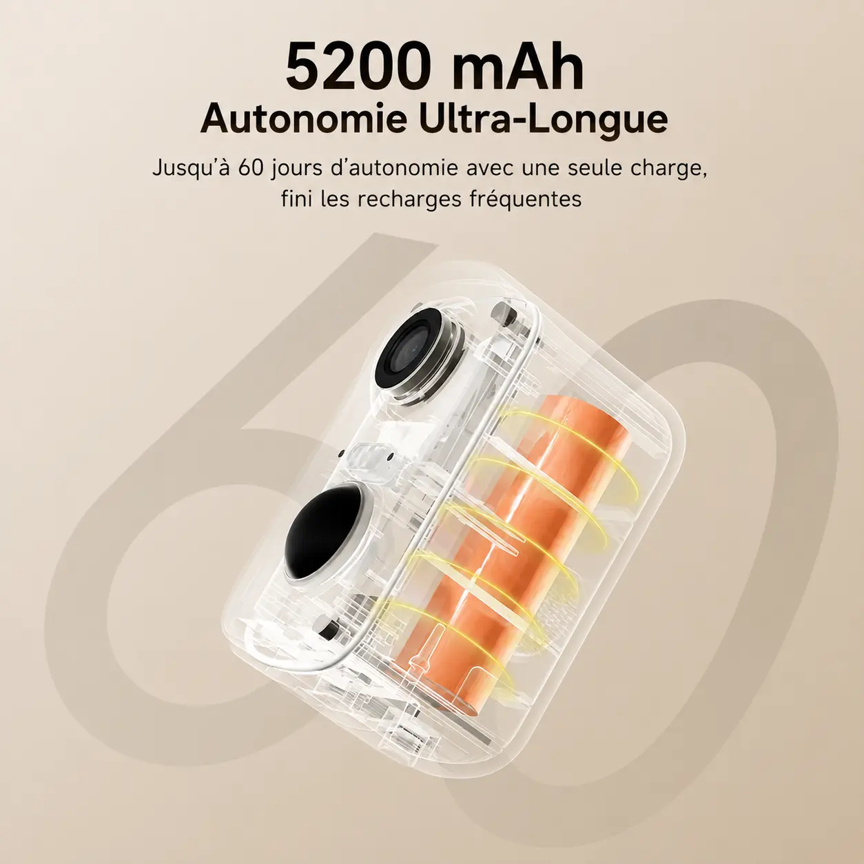 Batterie rechargeable 5200 mAh offrant jusqu'à 60 jours d'autonomie pour caméra DREAME