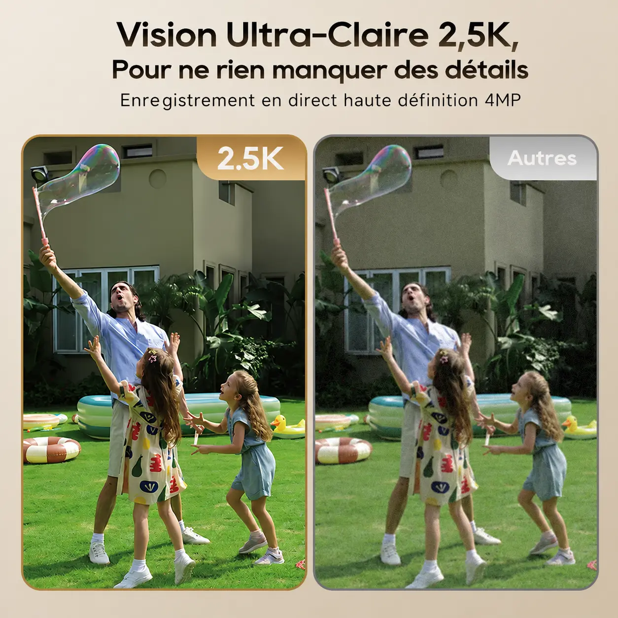 Vision ultra-claire 2.5K 4MP enregistrement en direct caméra DREAME Navo Care SE 1 OutCam
