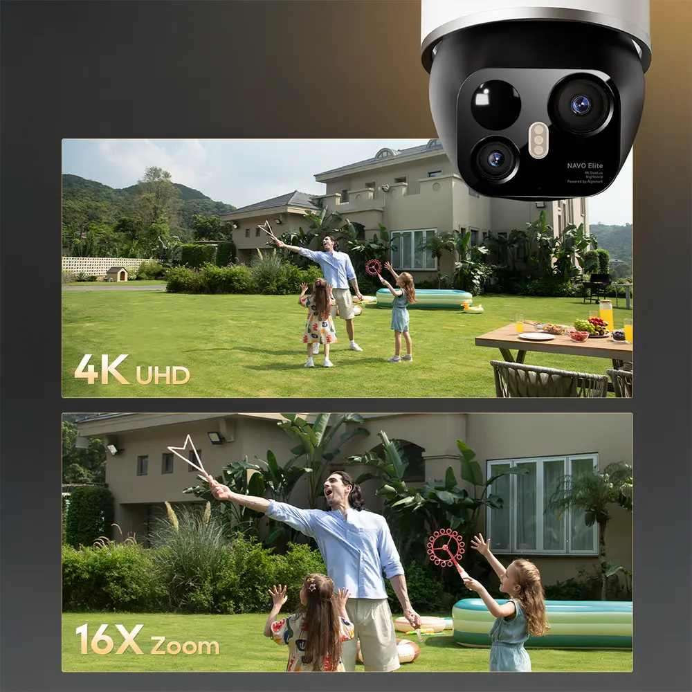 Caméra DREAME Navo Elite 1 double objectif 4K UHD grand angle 120 degrés et zoom 16X