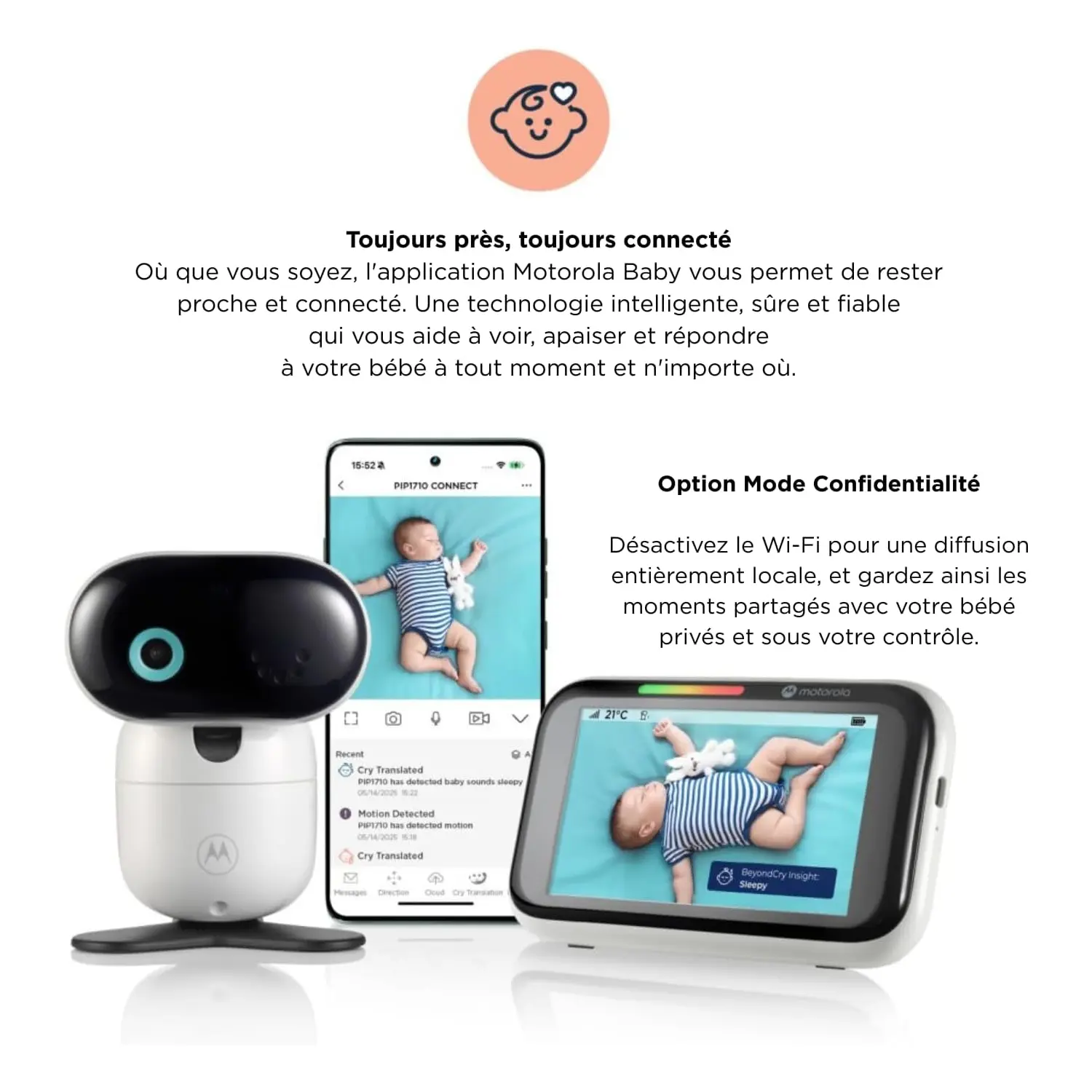 Explication du mode confidentialité permettant de couper le Wi-Fi pour passer sur une diffusion 100% locale et sécurisée.