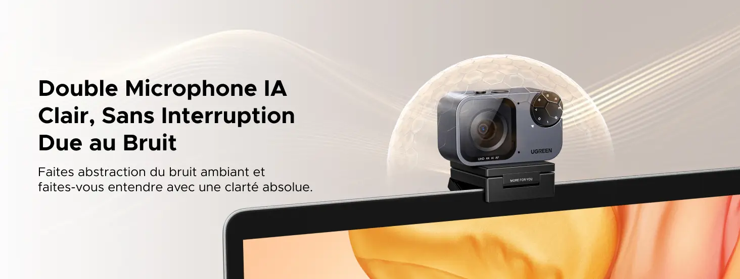 Caméra UGREEN FineCam Pro 4K équipée d'un double microphone IA antibruit