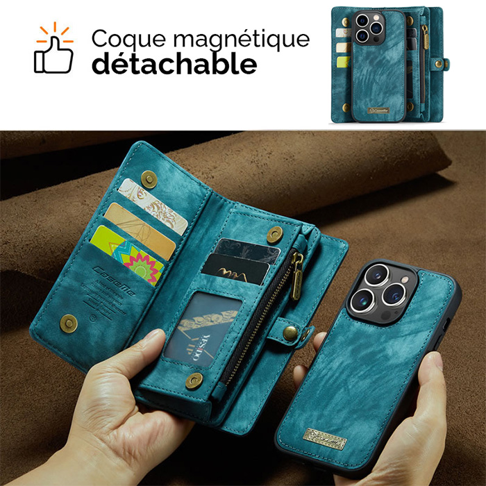 Étui Portefeuille CaseMe avec Coque Détachable pour iPhone 14 Pro Max