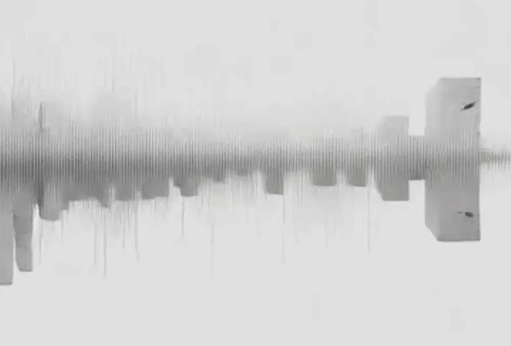 Visualisation d’une onde sonore et de ses fréquences illustrant la restitution audio immersive des Noise Master Buds 2