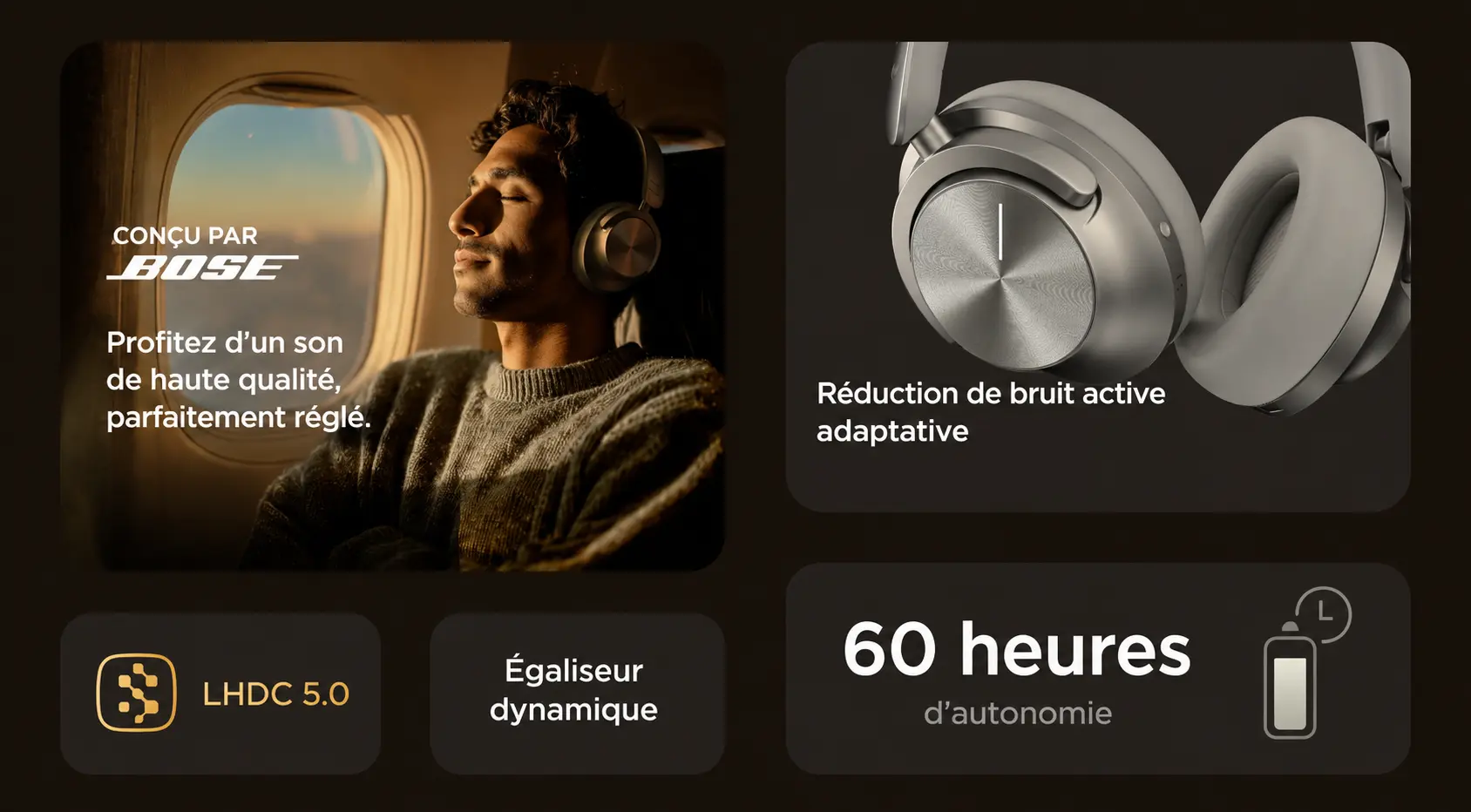 Casque Noise Master Buds Max avec ANC adaptative, LHDC 5.0, égaliseur dynamique et autonomie 60 heures