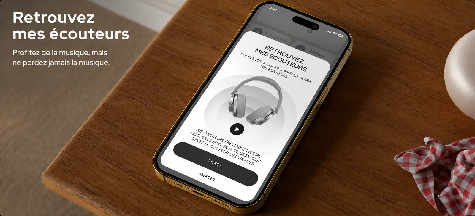 Fonction de localisation du casque Noise Master Buds Max depuis l'application Noise Audio