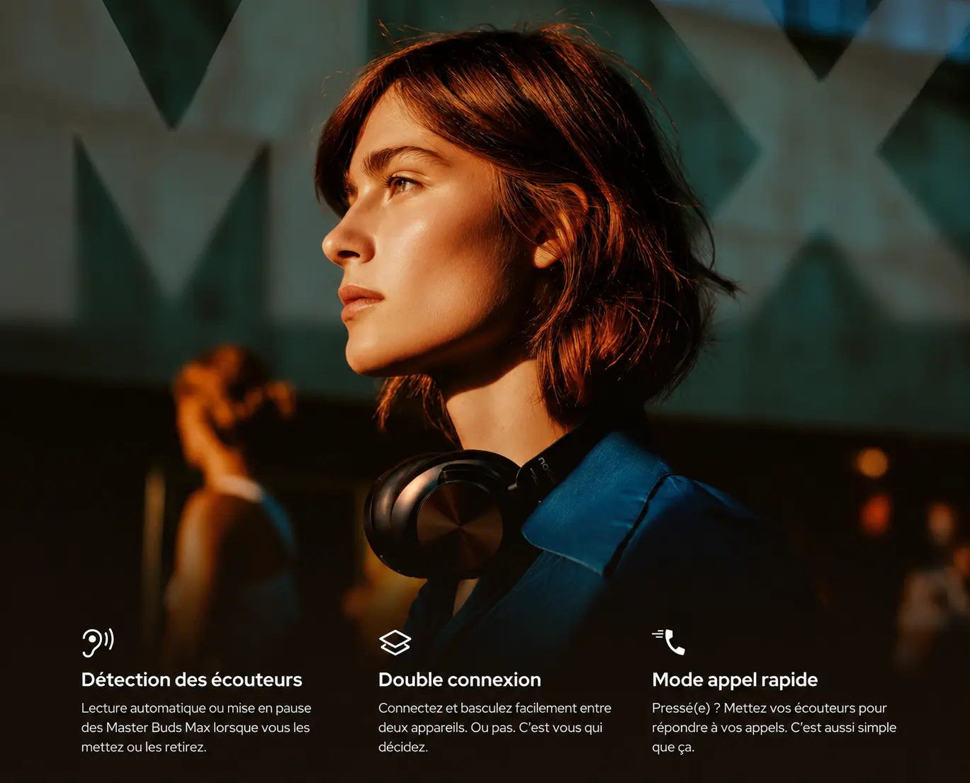 Casque Noise Master Buds Max avec détection du port, double connexion et mode appel rapide