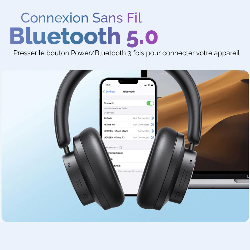 Casque Bluetooth UGREEN HiTune Max 3 avec Audio Spatial & Réduction Hybride du Bruit 35dB