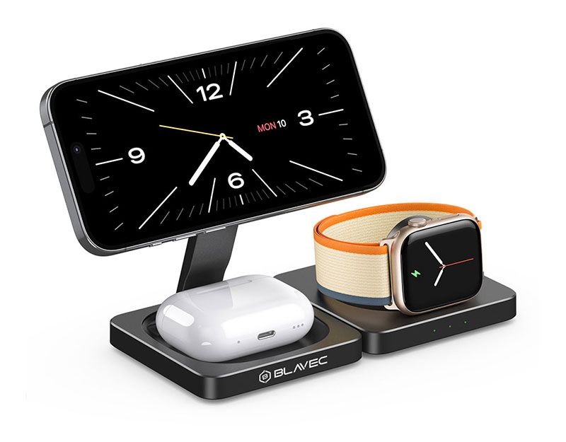 Chargeur Induction Pliable 3-en-1 BLAVEC BQI-02 Compatible MagSafe