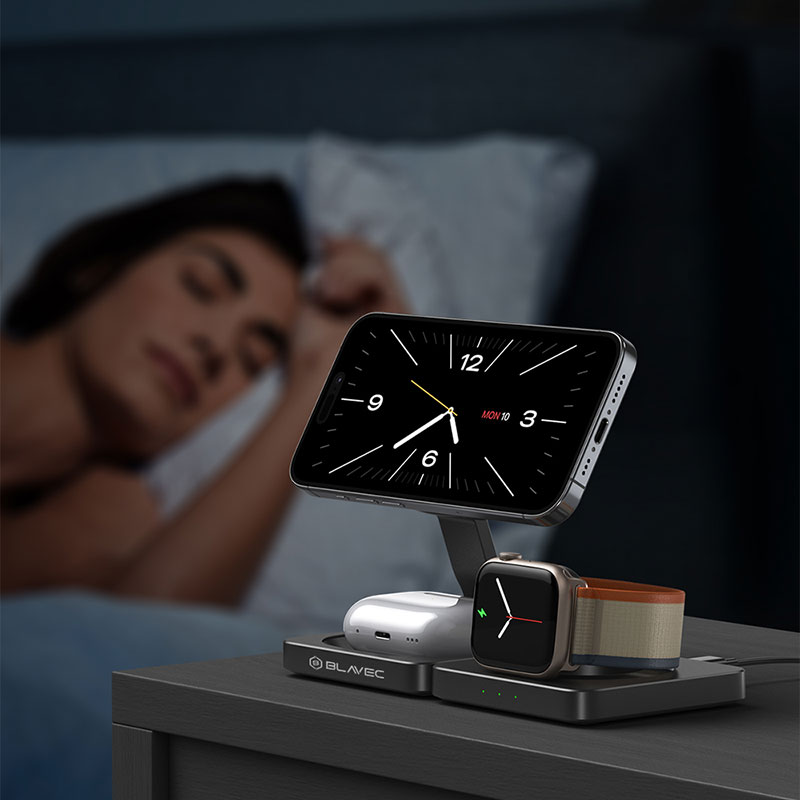 Chargeur Induction Pliable 3-en-1 BLAVEC BQI-02 Compatible MagSafe