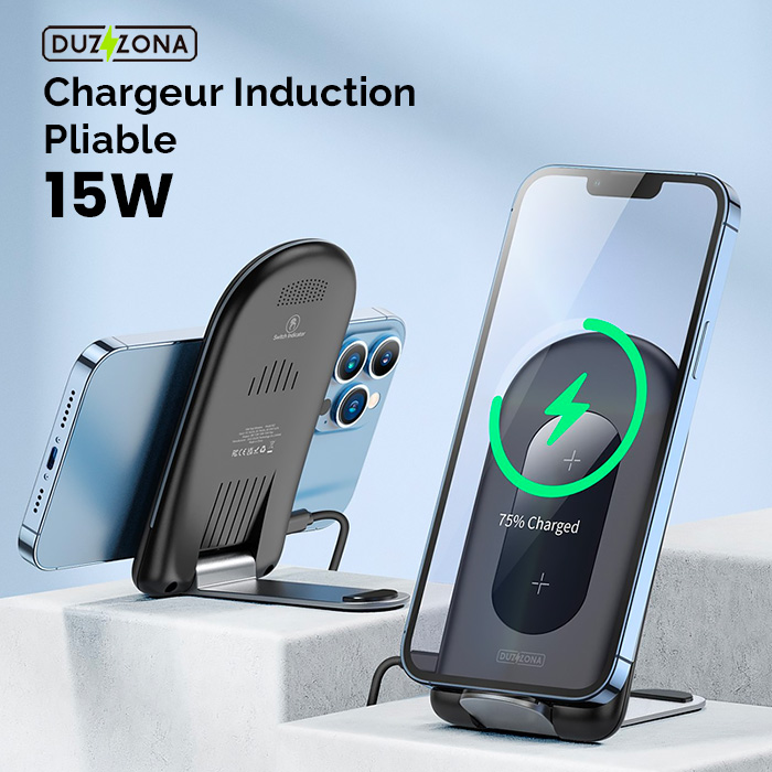 Chargeur Induction Pliable DUZZONA W2 - Charge Rapide 15W