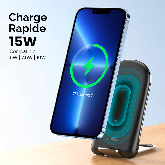 Chargeur Induction Pliable DUZZONA W2 - Charge Rapide 15W