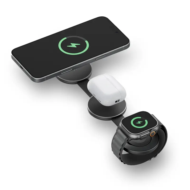 Chargeur Induction Pliable ENERGEA AluMag Trio Qi2