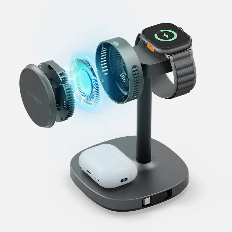 Chargeur Induction 4-en-1 ENERGEA MagArctic Stand Qi2