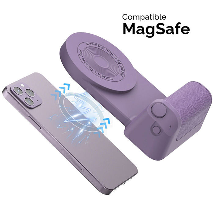 upport Chargeur Induction MagSafe avec Poignée de Maintien pour Selfie & Déclencheur Bluetooth