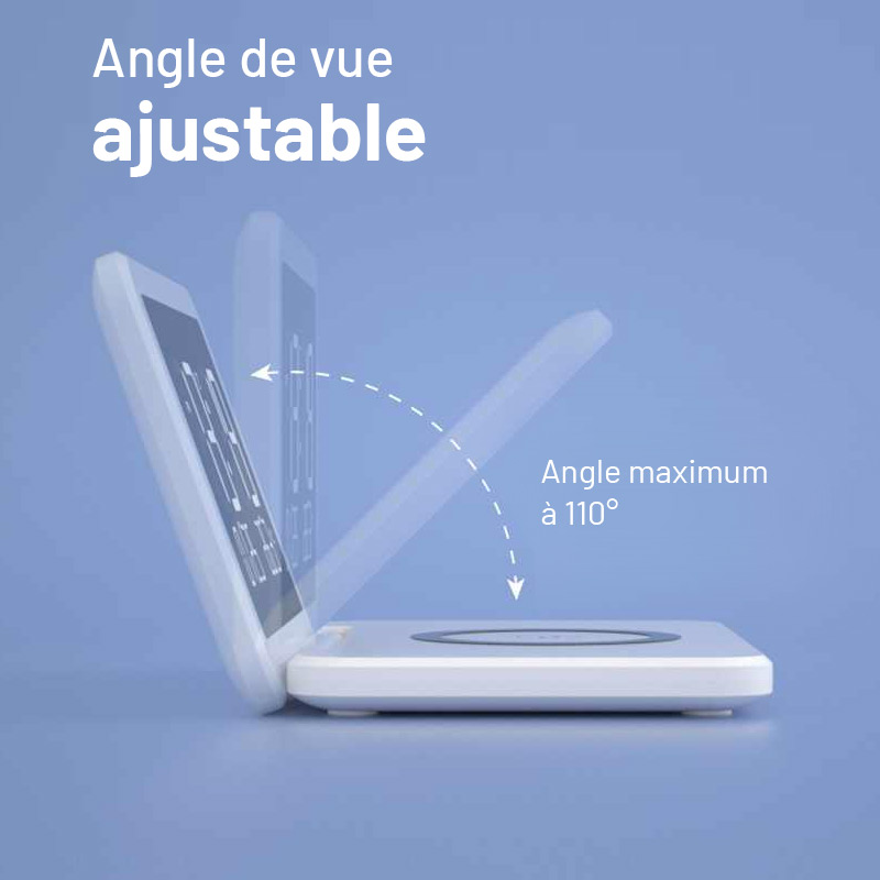 Station Réveil QINSON - Chargeur Induction 15W | Horloge | Réveil | Thermomètre