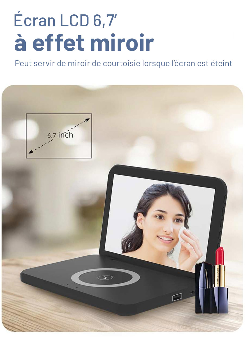 Station Réveil QINSON - Chargeur Induction 15W | Horloge | Réveil | Thermomètre