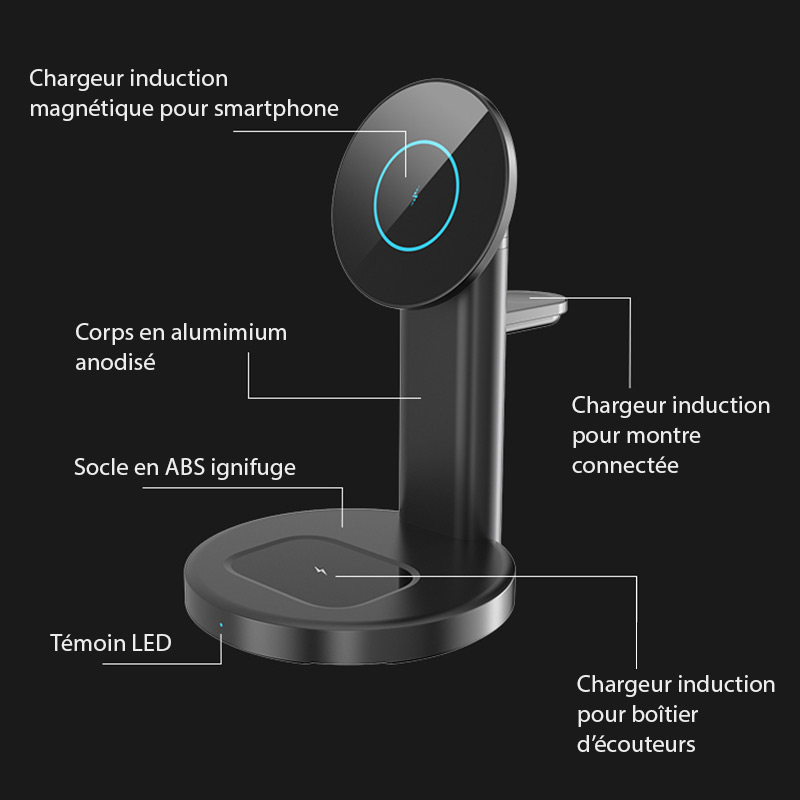 Triple Chargeur Induction TOTU DESIGN S36