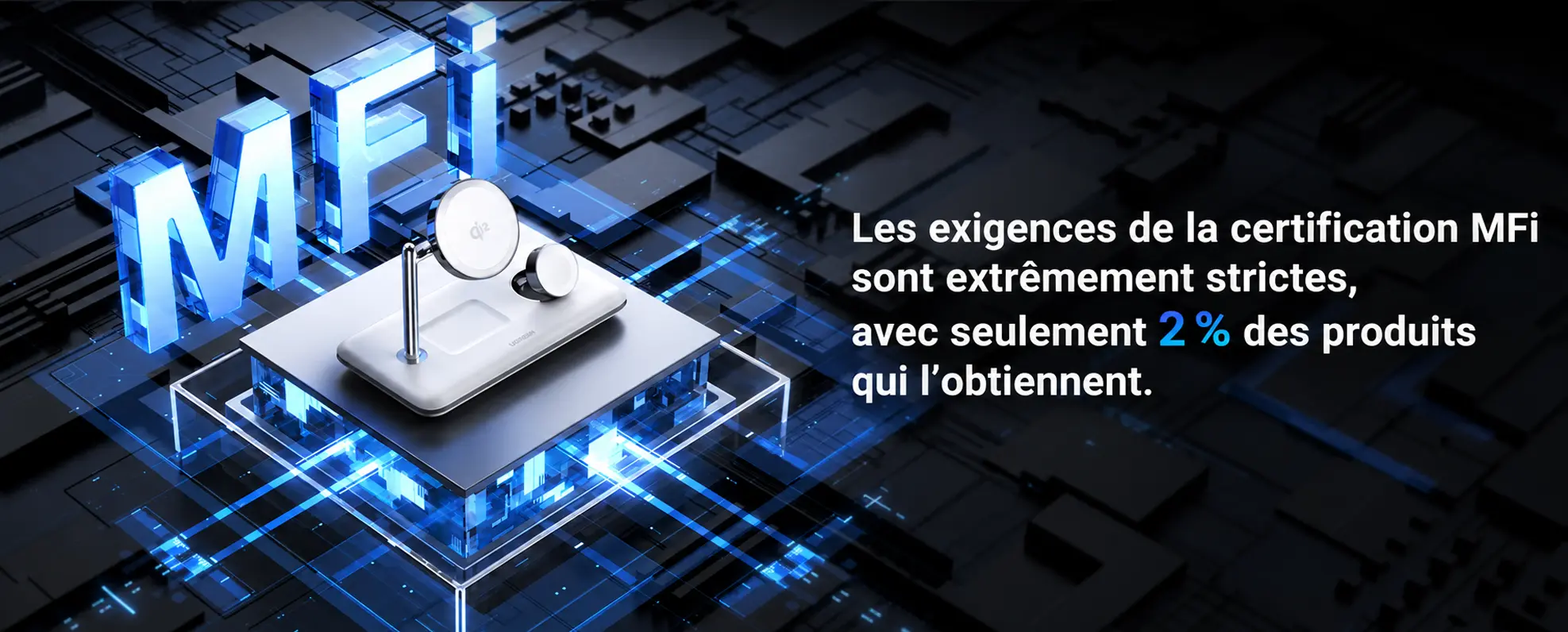 Certification MFi de la station de charge sans fil UGREEN CD278 3-en-1
