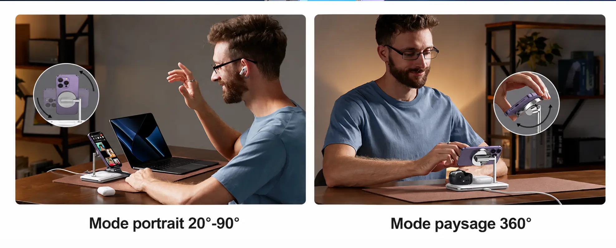 Mode portrait 20°-90° et mode paysage 360° sur la station UGREEN