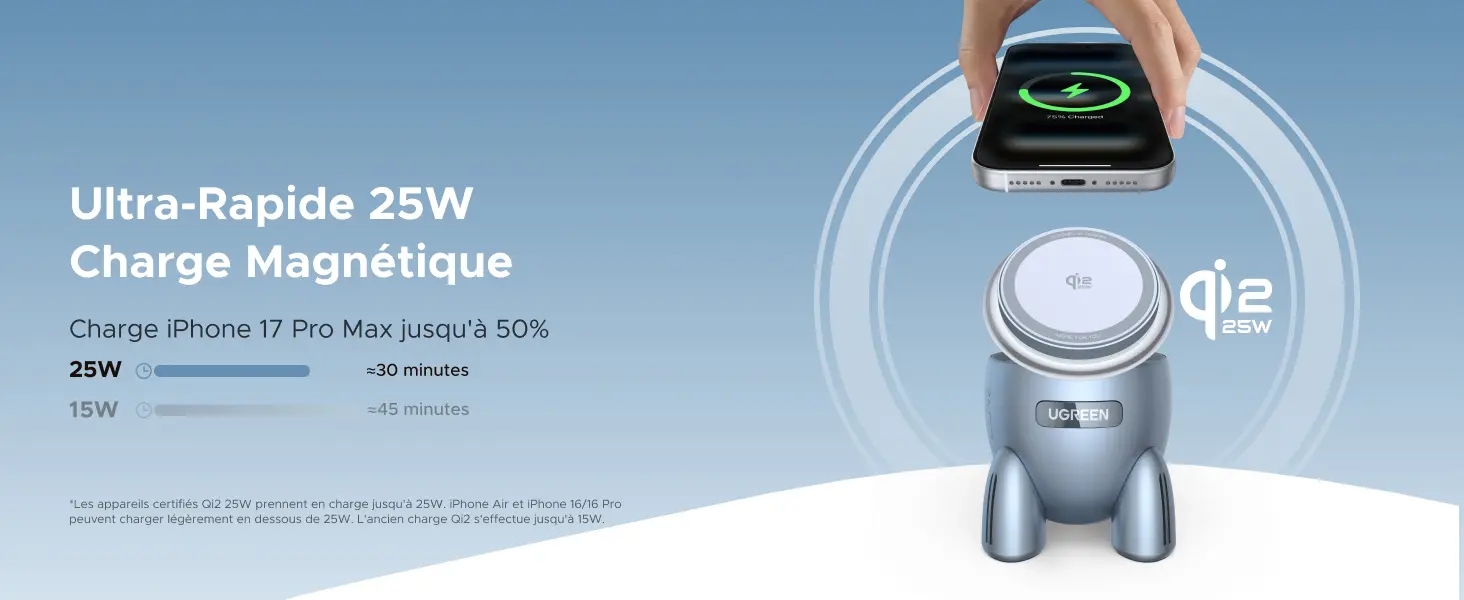 Chargeur Induction MagSafe UGREEN Uno 2-en-1