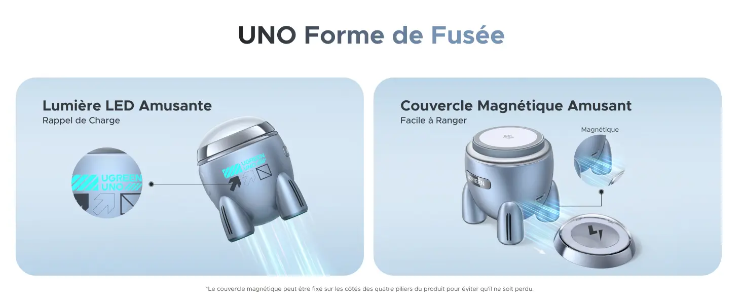 Chargeur Induction MagSafe UGREEN Uno 2-en-1