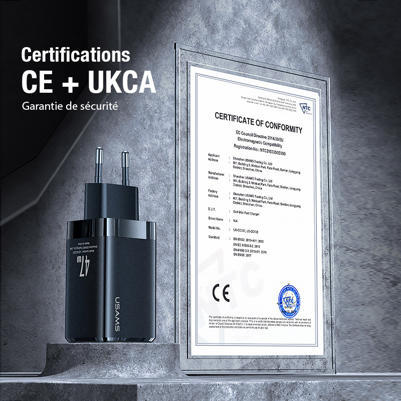 Chargeur GaN USAMS T41 47W