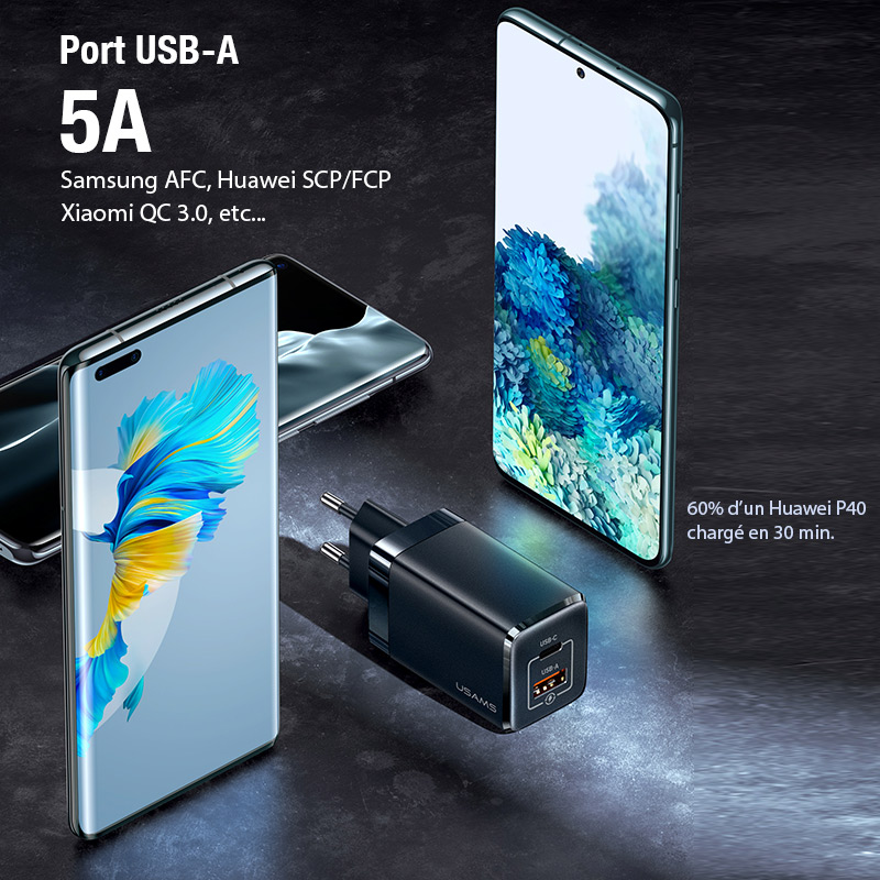 Chargeur GaN USAMS T41 47W