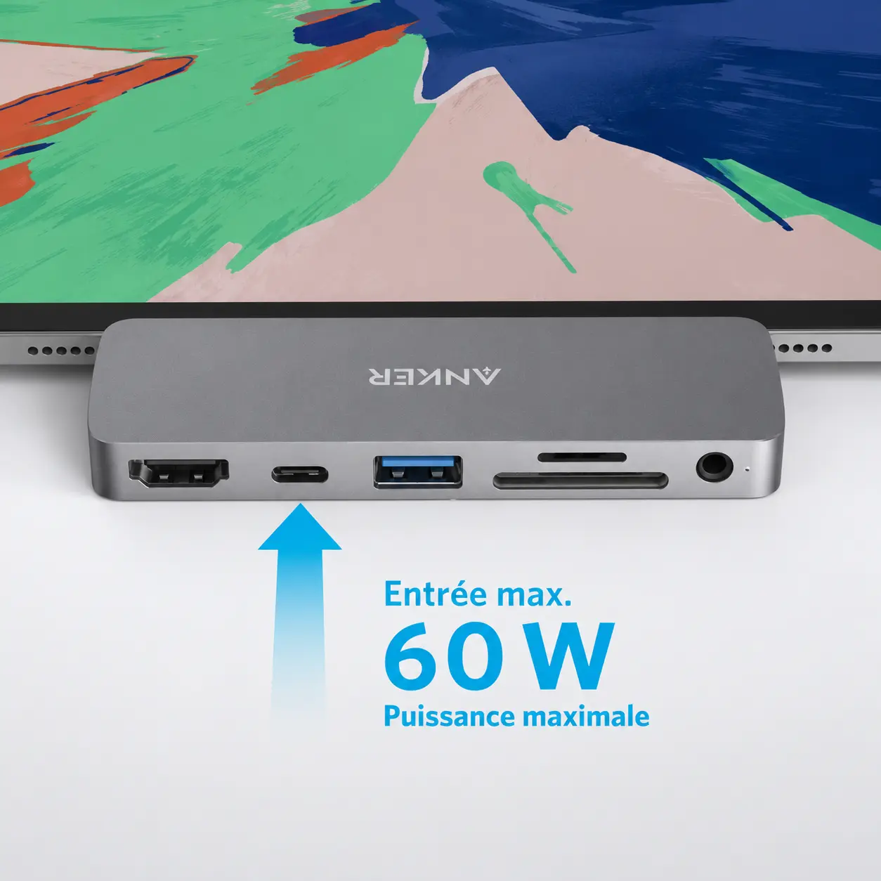 Entrée USB-C Power Delivery jusqu'à 60 W du hub ANKER PowerExpand Direct A8362