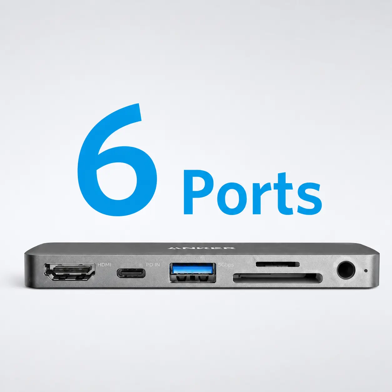 Les 6 ports du hub USB-C ANKER PowerExpand Direct A8362