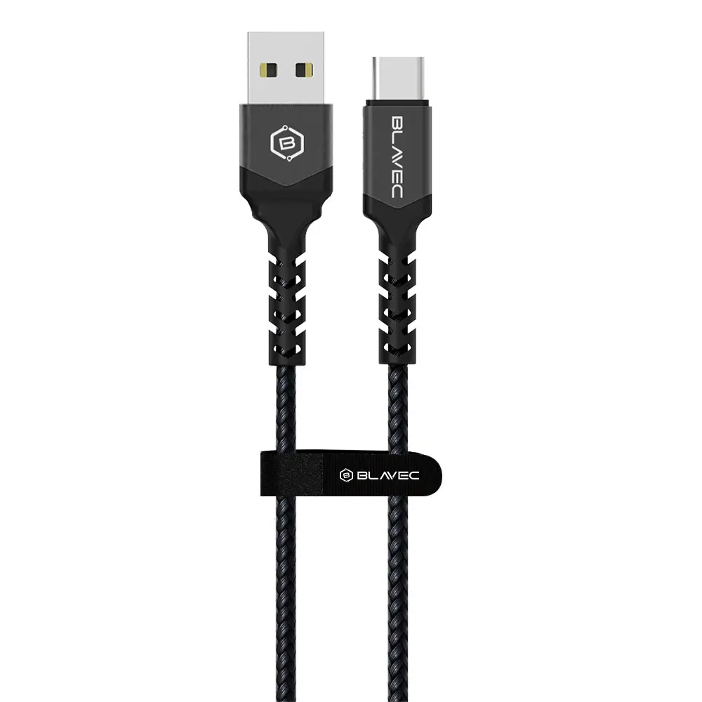 Câble USB-A vers USB-C Blavec Raptor 3 mètres noir en nylon tressé